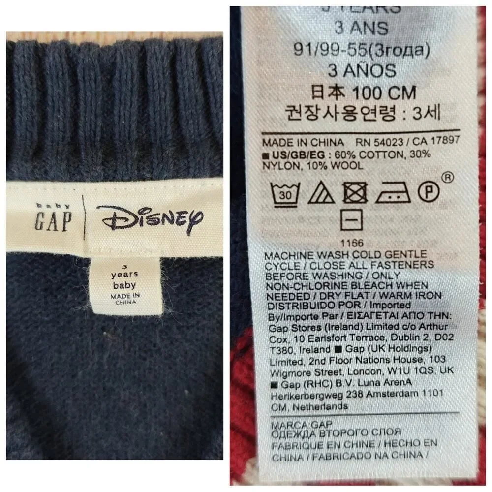 Gap × Disney Toddler Mickey Mouse Varsity Sweater Cardigan sz 3